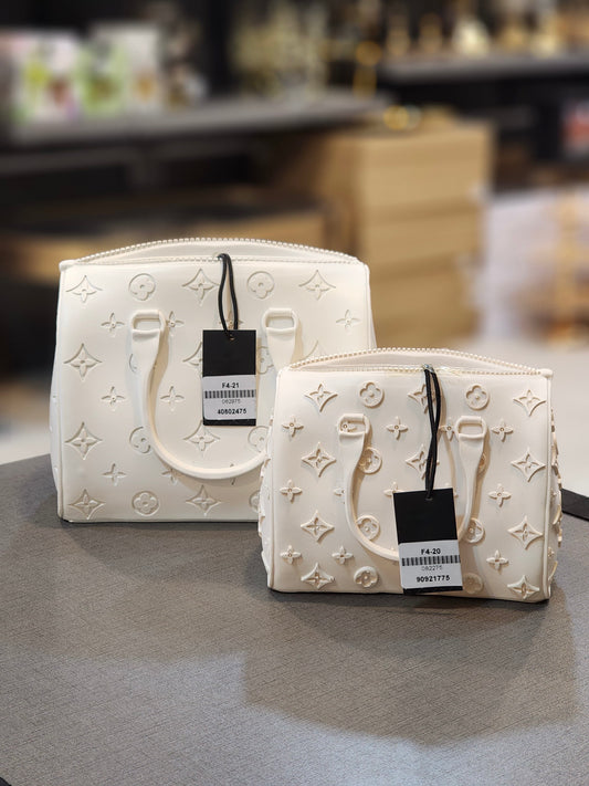 Elegant White Monogram Handbag Set