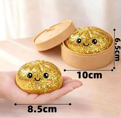 Glitter Squeezy Dumpling Stress Relief Toy with Steamer Case