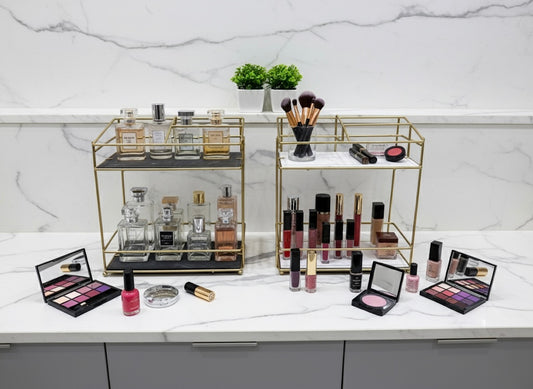 2-Tier Black & White Vanity Organizer