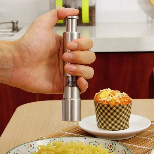 Portable One-Handed Stainless Steel Pepper Grinder