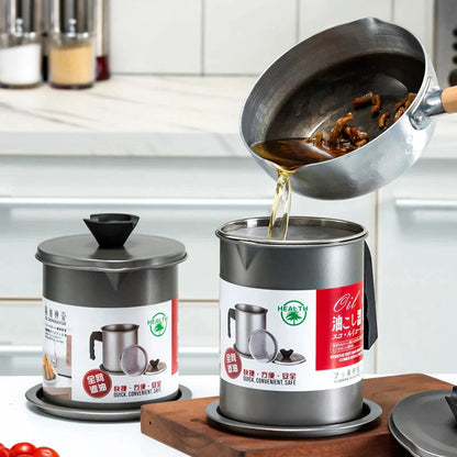 Stainless Steel Oil Strainer Pot and Grease Container