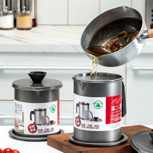 Stainless Steel Oil Strainer Pot and Grease Container