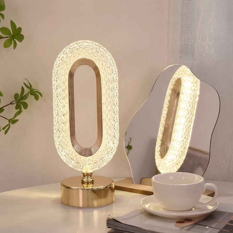 Crystal Acrylic Oval Table Lamp