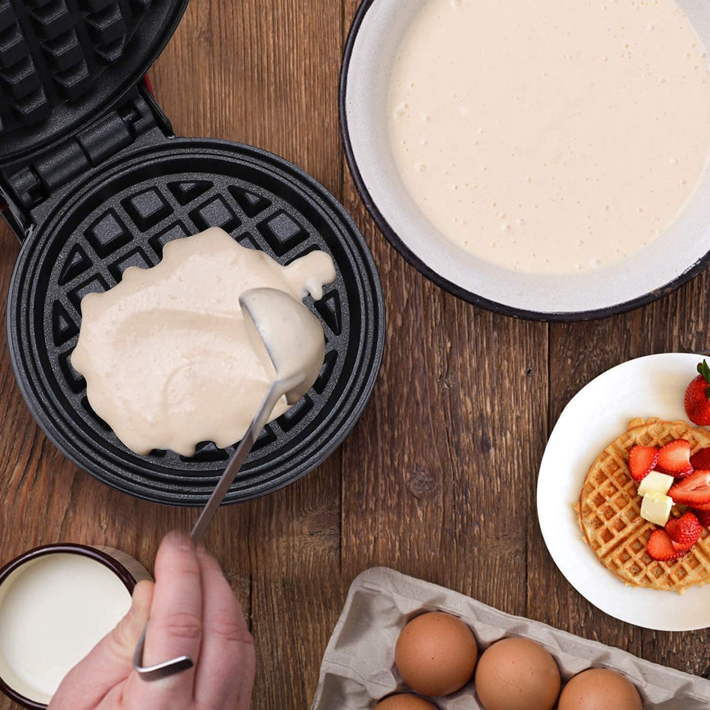 Compact Electric Mini Waffle Maker for Quick Breakfasts