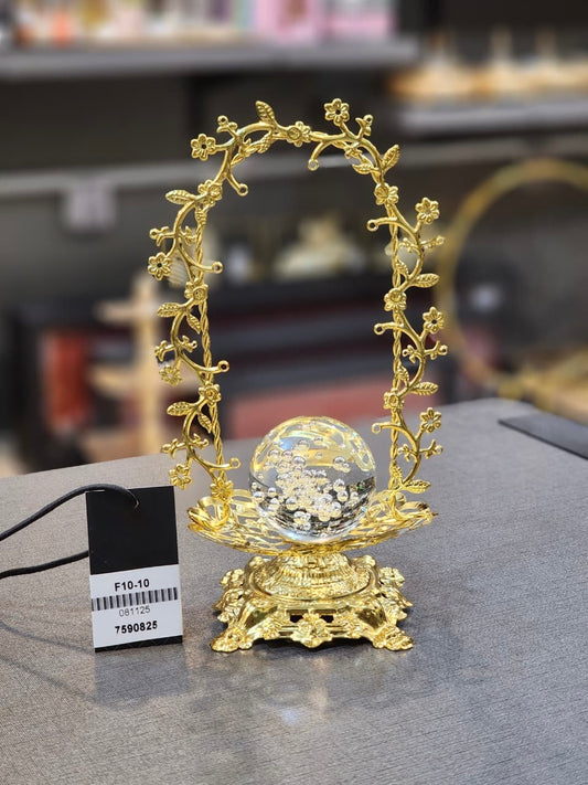 Elegant Gilded Floral Arch Crystal Ball Figurine