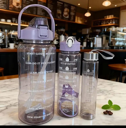 Pack Of 3 Motivational Water Bottle Large Capacity Leakproof