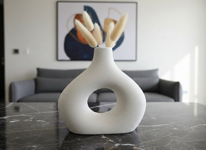 Minimalist Nordic Ceramic Doughnut Vase