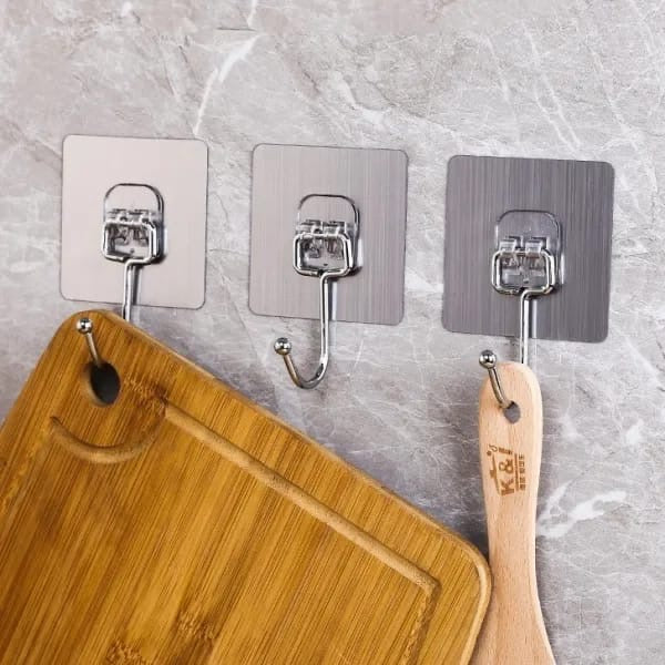 Space-Saving Stainless Steel Adhesive Hooks (Pack of 10)