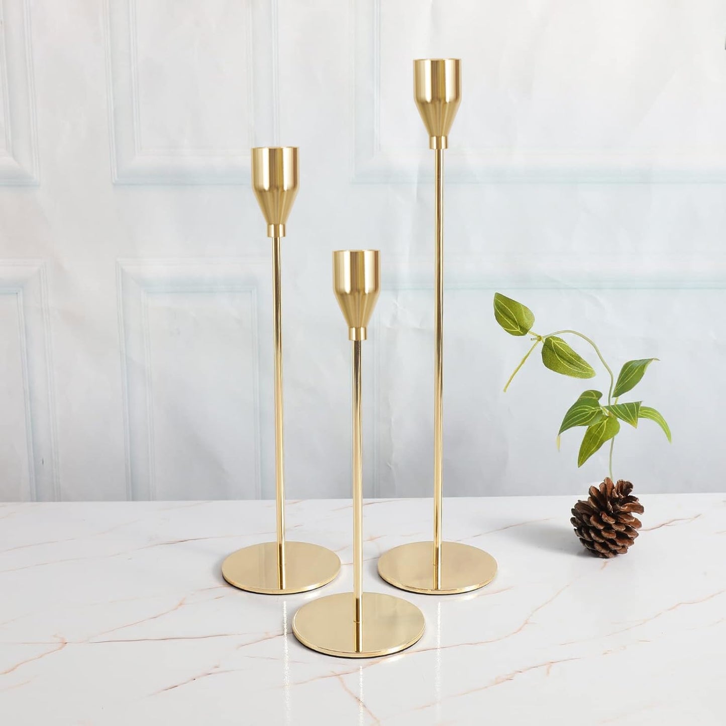 Gold Metal Taper Candle Holders
