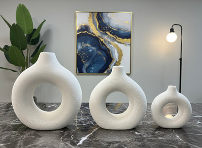 Elegant Modern Circular Ceramic Vase Set (3 Piece)