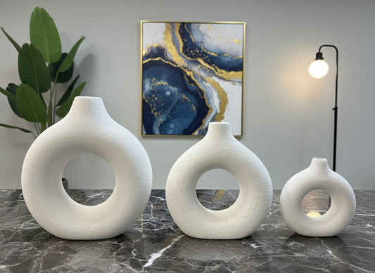Elegant Modern Circular Ceramic Vase Set (3 Piece)