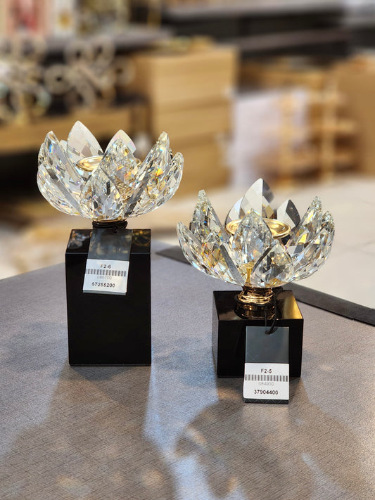 Crystal Lotus Tealight Holders (2 Piece) (Only In Karachi)