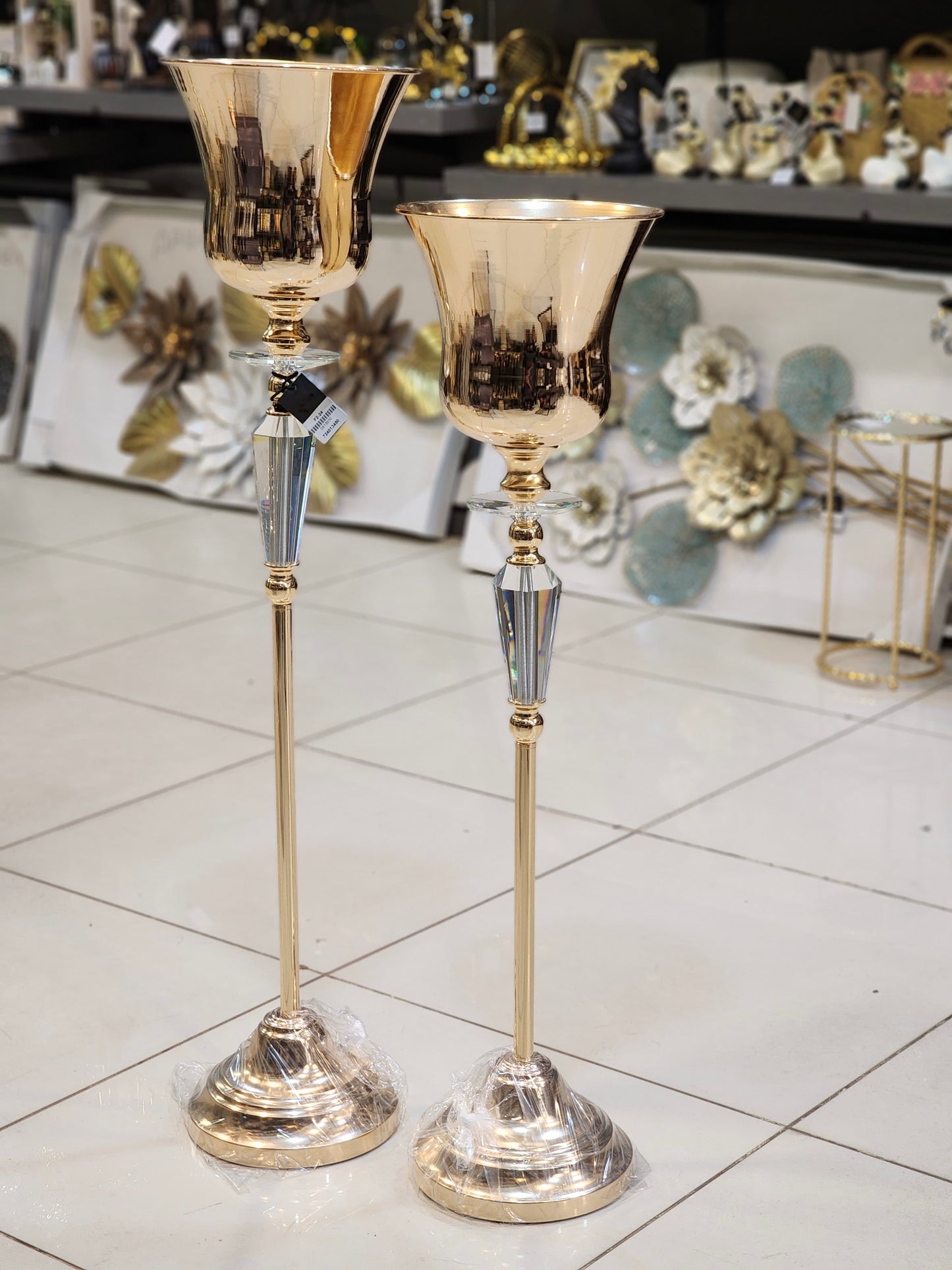 Elegant Gold & Crystal Pedestal Chalice Set (2 Piece)