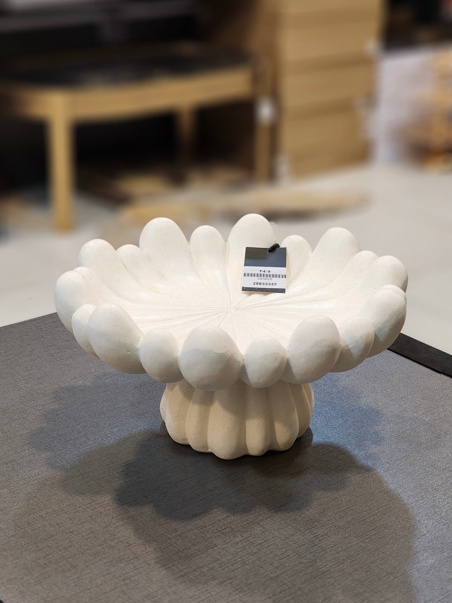 Sculptural Off-White Pedestal Bowl