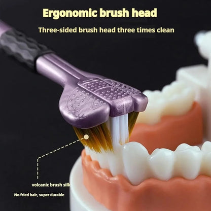 360° Triple-Bristle Efficiency: The Three-Sided Deep Clean Toothbrush