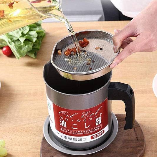 Stainless Steel Oil Strainer Pot and Grease Container