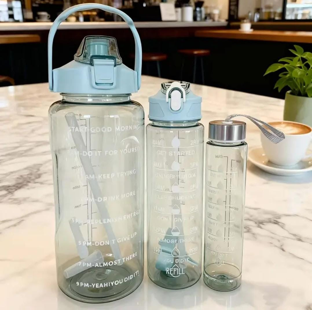 Pack Of 3 Motivational Water Bottle Large Capacity Leakproof