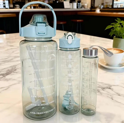 Pack Of 3 Motivational Water Bottle Large Capacity Leakproof