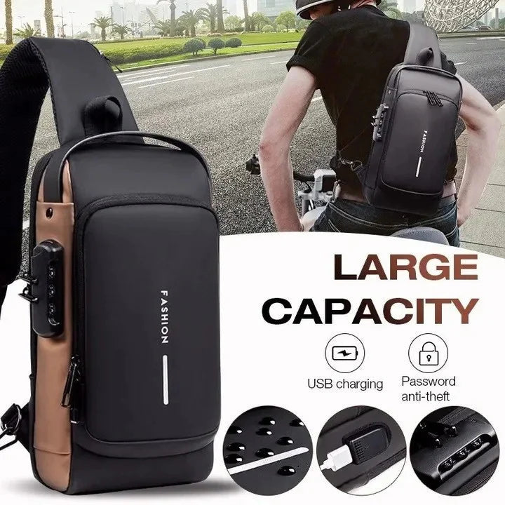 Anti-Theft Waterproof Sling Bag with USB Charging Port