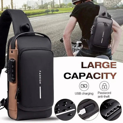 Anti-Theft Waterproof Sling Bag with USB Charging Port