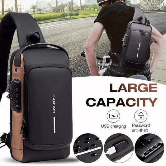 Anti-Theft Waterproof Sling Bag with USB Charging Port