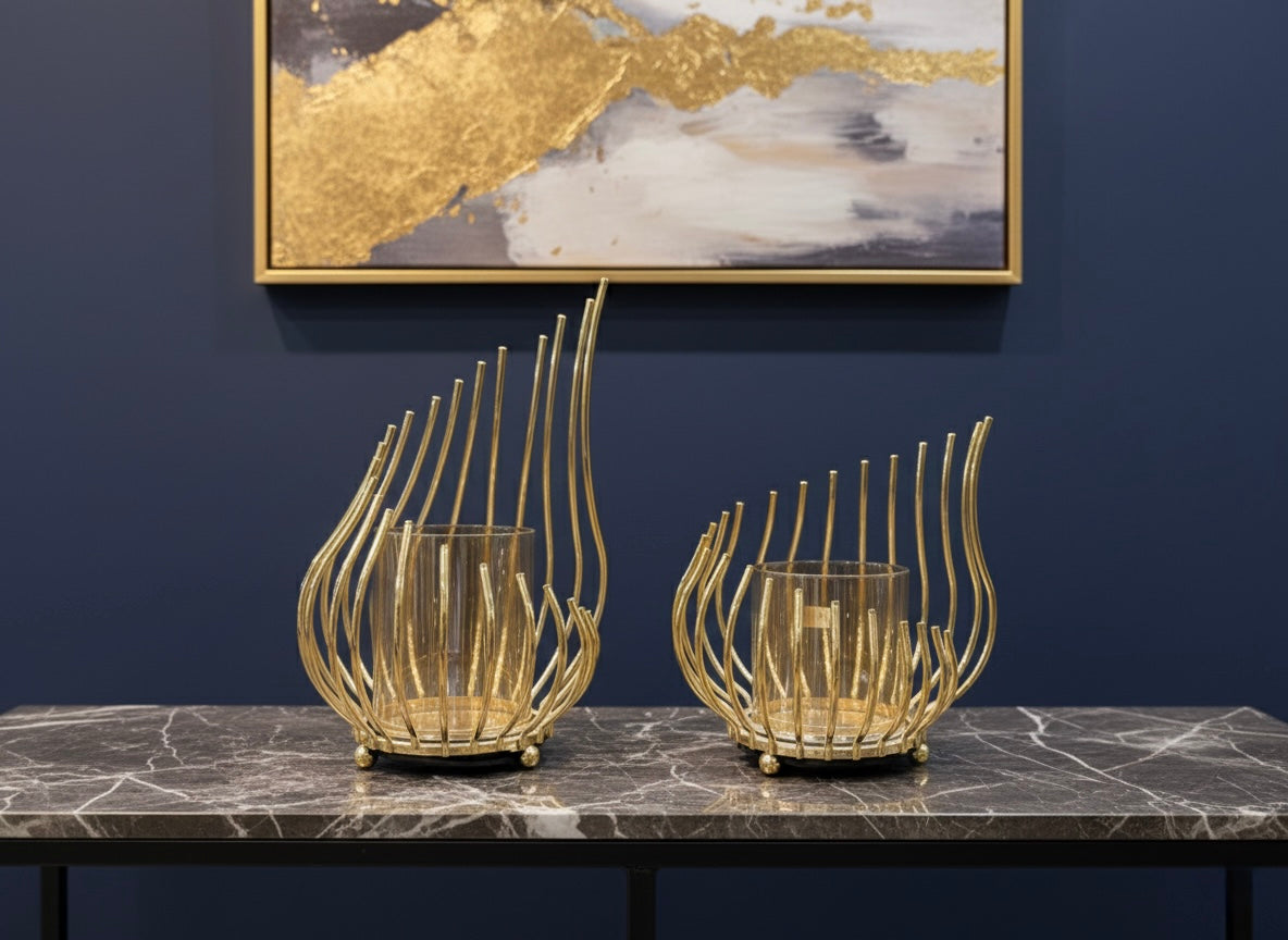 Elegant Abstract Flame Candle Holders