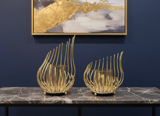 Elegant Abstract Flame Candle Holders