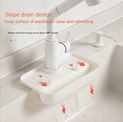 Silicone Faucet Splash Guard and Soap Organizer Tray
