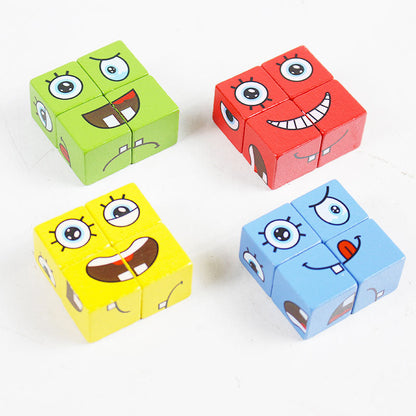 Face Changing Expression Building Blocks Puzzle Game with Storage Tin