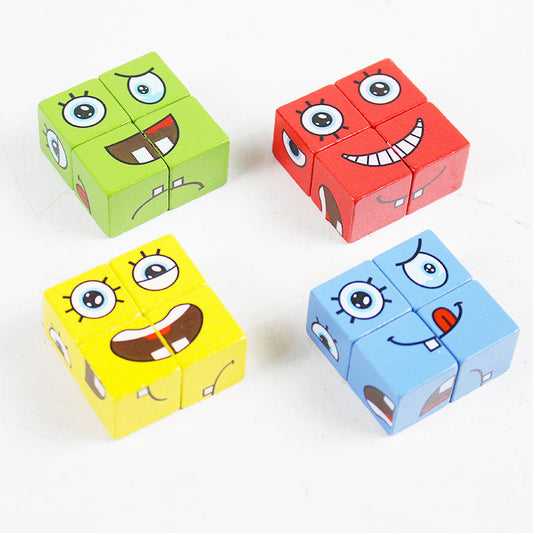 Face Changing Expression Building Blocks Puzzle Game with Storage Tin