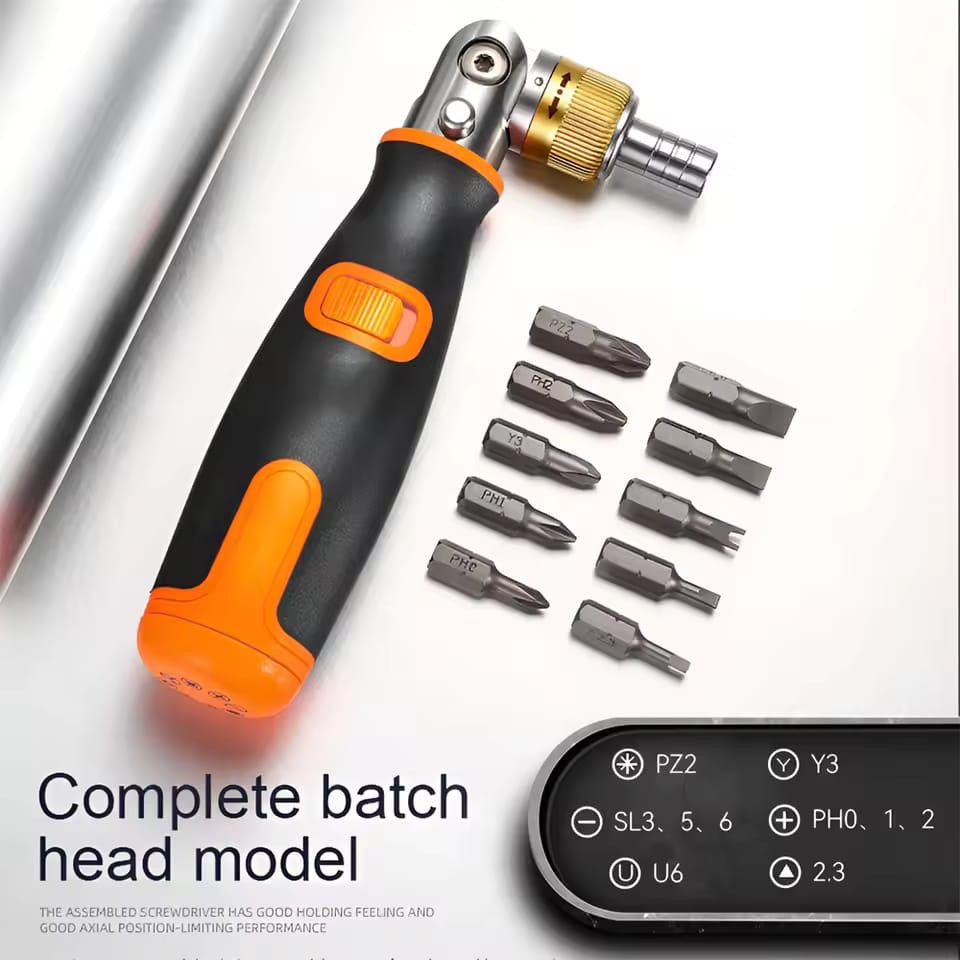 10-in-1 Multi-Angle Pivoting Ratchet Screwdriver