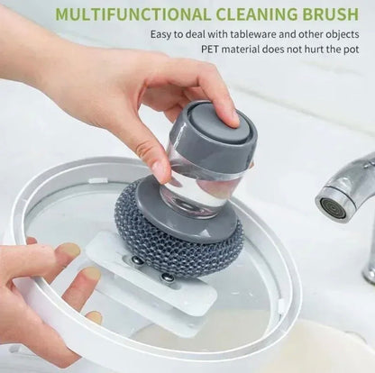 Soap Dispensing Pot Scrubber with Steel Wire Ball