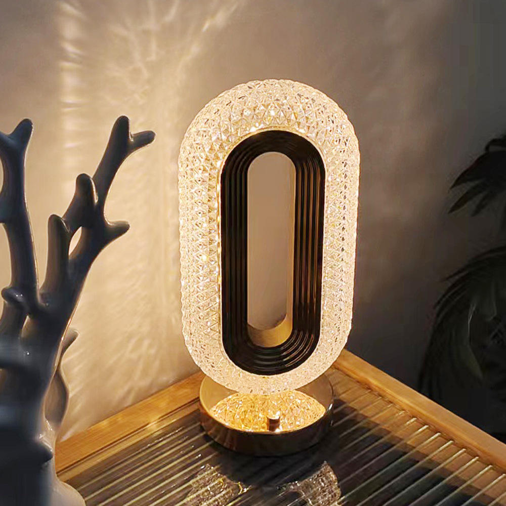 Crystal Acrylic Oval Table Lamp