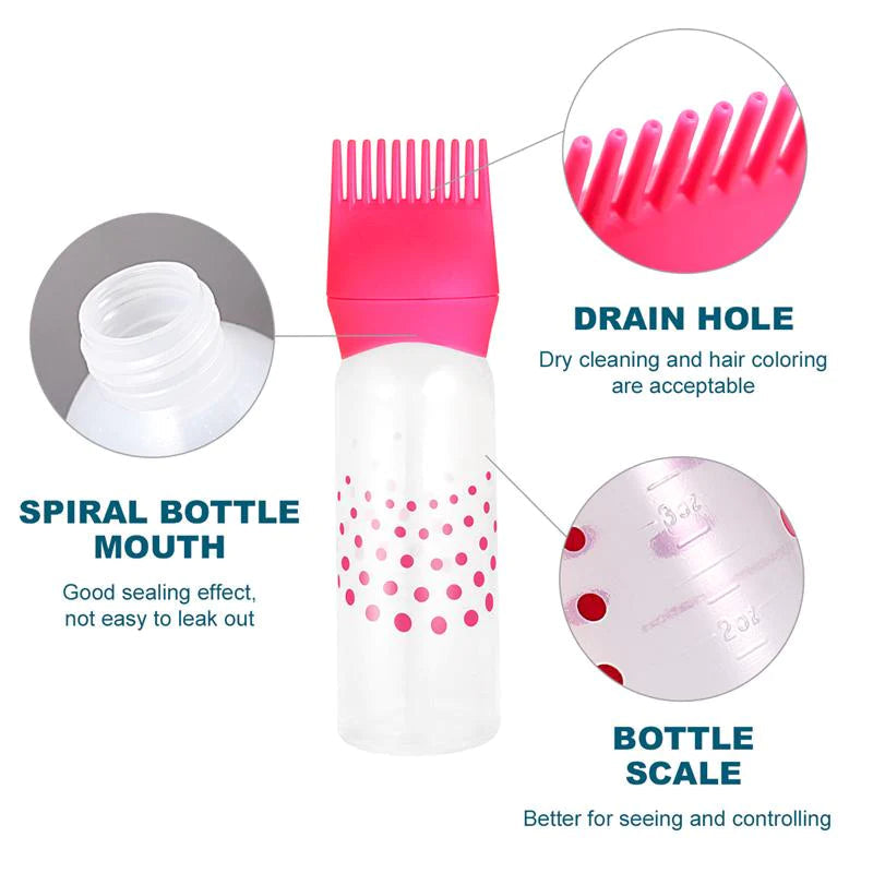 Hair Dye Applicator Bottle with Root Comb Tip