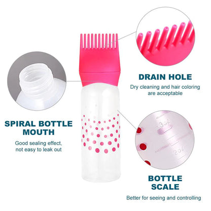 Hair Dye Applicator Bottle with Root Comb Tip