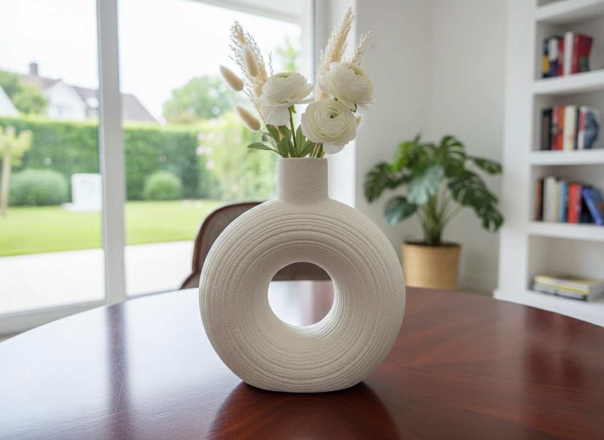 Minimalist Nordic Ceramic Doughnut Vase