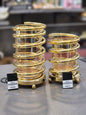 Modern Gold Spiral Glass Hurricane Candle Holders