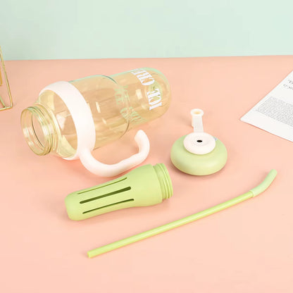 Ice Cream Tea Infuser Water Bottle with Straw & Handle