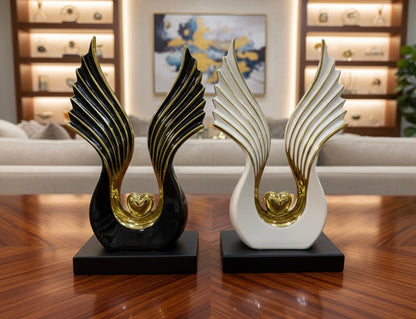 Eternal Harmony Winged Heart Sculptures