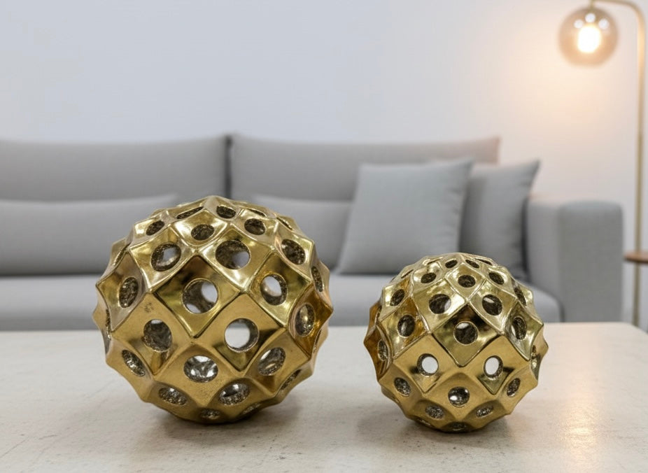 Gilded Geometric Sphere Decor