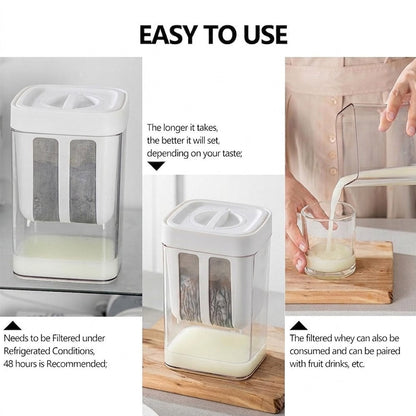 Greek Yogurt Strainer & Whey Separator Container with Fine Mesh Filter
