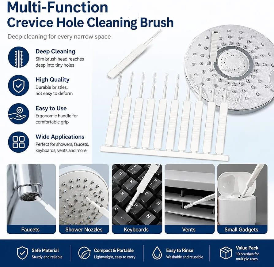 10 Pcs Shower Cleaning Brush Set Anti-Clogging Small Brush