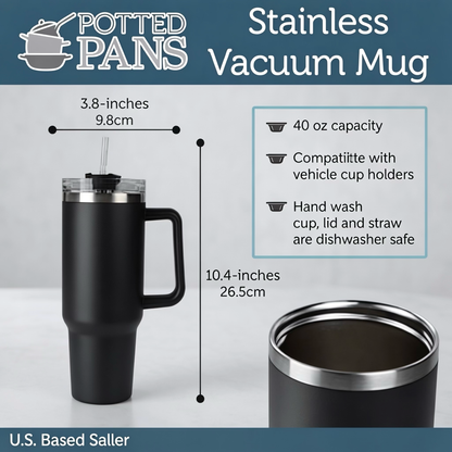 40 oz Stainless Steel Vacuum Insulated Tumbler with Handle & Straw