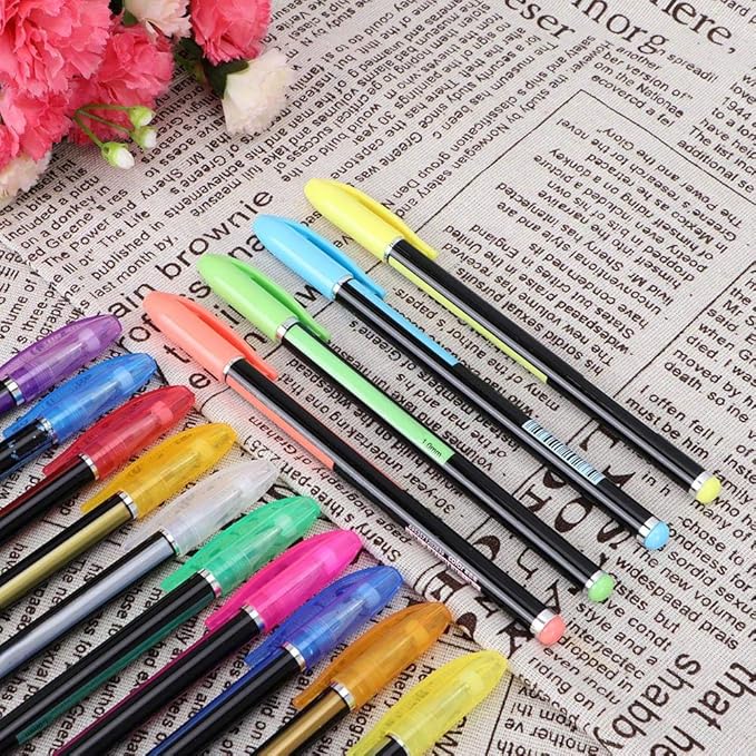 Neon Glitter Gel Pen Set for Art and Coloring 12-Piece (Set)