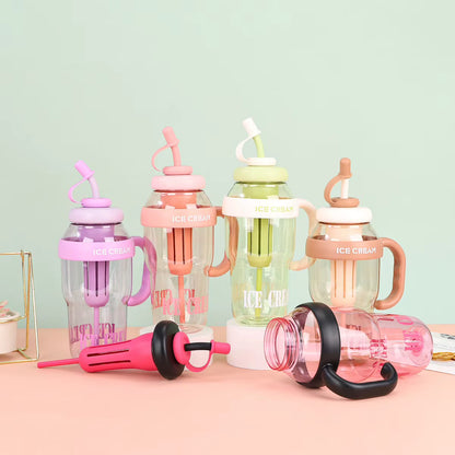 Ice Cream Tea Infuser Water Bottle with Straw & Handle
