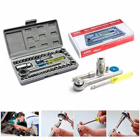 40-Piece Combination Socket Wrench and Tool Set