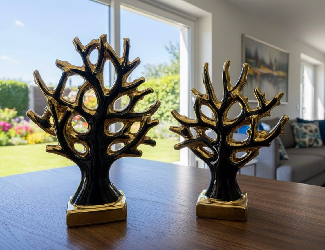 Elegant Ceramic Tree Decor Set (2-Piece)