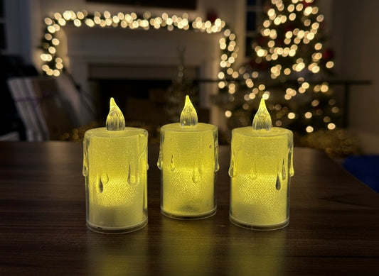 Battery-Operated LED Flickering Flameless Votive Candles with Dripping Wax Effect (Big) (3 Piece)