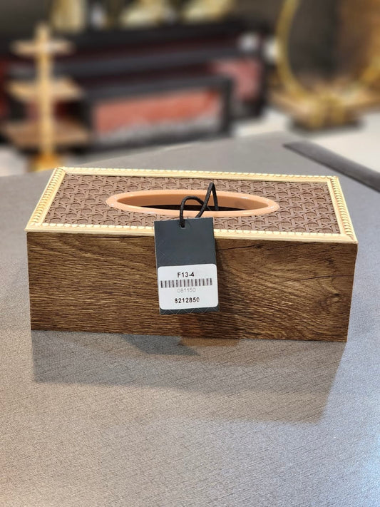 Elegant Wooden and Rattan Tissue Box Holder