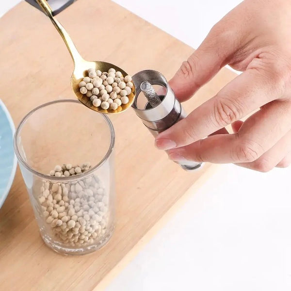 Portable One-Handed Stainless Steel Pepper Grinder